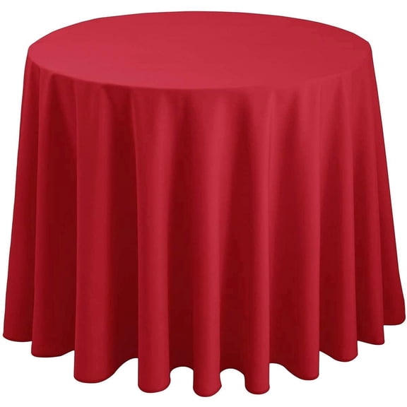Hiasan Red Round Tablecloth 108 Inch - Waterproof Stain Resistant Spillproof Polyester Fabric Table Cloth for Dining Room Kitchen Party