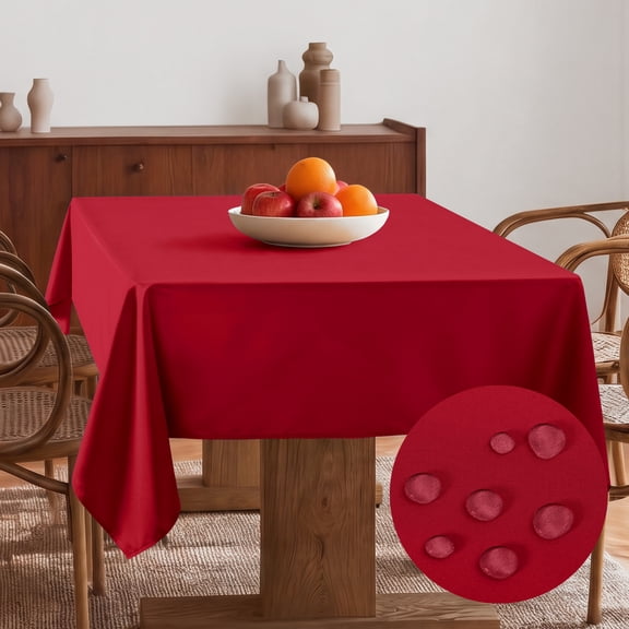 Hiasan Red Tablecloth Square - Waterproof and Wrinklr Resistant Washable Polyester Fabric Table Cloth for Dining Room and Outdoor Use, 54 x 54 Inch
