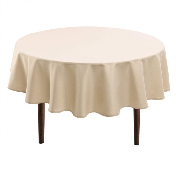 Hiasan Round Tablecloth 108 Inch - Waterproof Stain Resistant Spillproof Polyester Fabric Table Cloth for Dining Room Kitchen Party, Beige