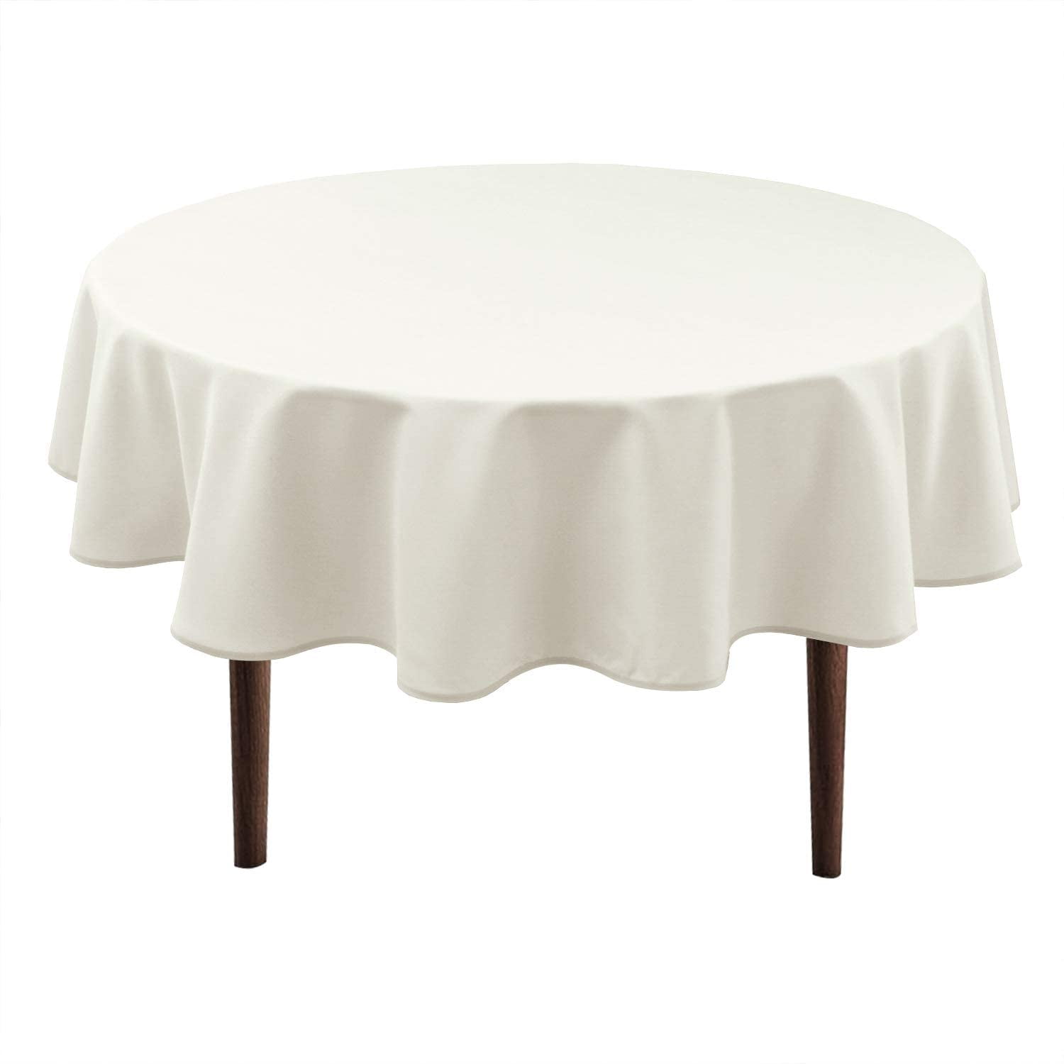 Hiasan Round Tablecloth 60 Inch - Waterproof Stain Resistant Spillproof Polyester Fabric Table Cloth for Dining Room Kitchen Party, Ivory