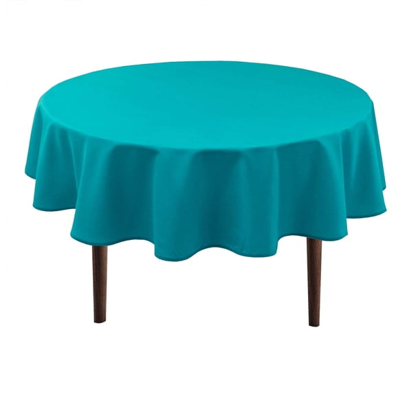 Hiasan Round Tablecloth 60 Inch - Waterproof Stain Resistant Spillproof Polyester Fabric Table Cloth for Dining Room Kitchen Party, Turquoise