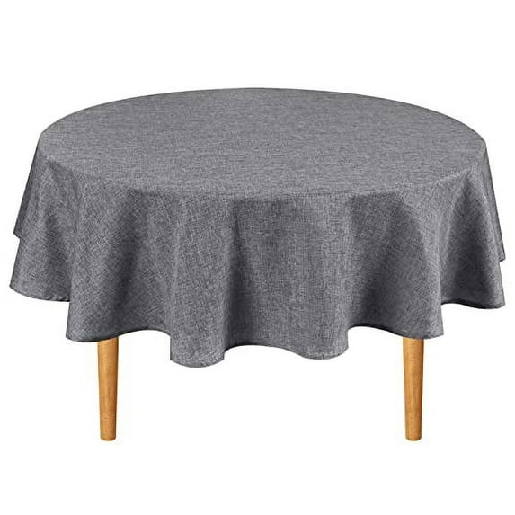 Hiasan Round Tablecloth 70 Inch - Wrinkle and Stain Resistant Washable Polyester Fabric Table Cloth for Patio Dining Room Kitchen Party, Grey