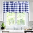 thumbnail image 1 of Hiasan Royal Blue and White Buffalo Plaid Kitchen Valance Curtains, - Semi Sheer Rod Pocket Checkerd Cafe Valance for Farmhouse Window, 52" x 18", 1P, 1 of 12