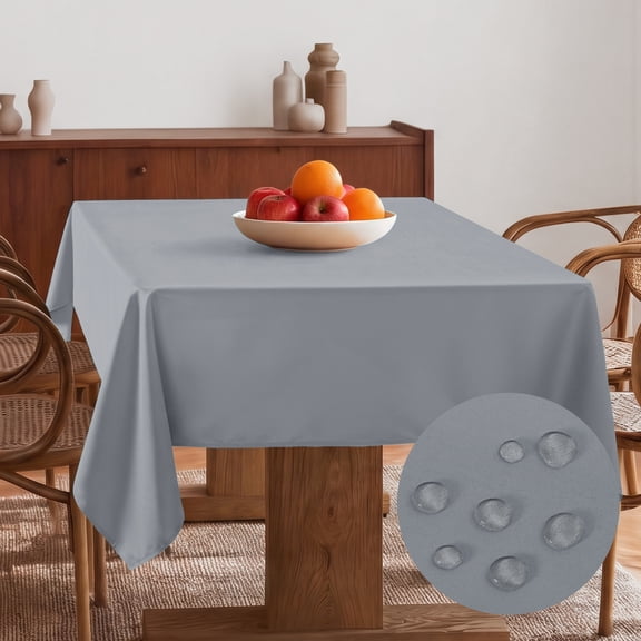 Hiasan Silver Grey Square Tablecloth - Waterproof and Spillproof Washable Fabric Table Cloth for Dining Room Kitchen Party and Outdoor, 54 x 54 Inch