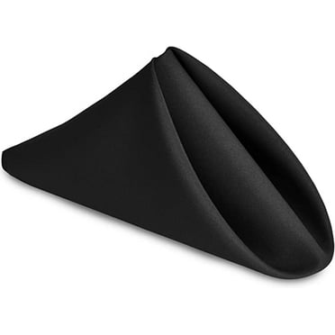 Hiasan Cloth Dinner Napkin Set of 6, 18 x 18 inch, Soft Reusable Absorbent Cloth Napkins for Wedding, Banquet, Restaurant, Hotel and Home, Polyester Blend, Black