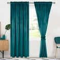 thumbnail image 1 of Hiasan Luxury Velvet Curtain with Tiebacks-Blackout Curtains for Bedroom/Living Room, Teal, Rod Pocket, 52" x 84", Set of 2, 1 of 11