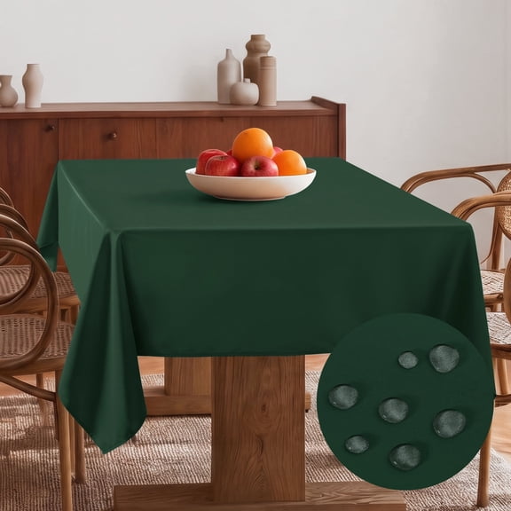 Hiasan Christmas Waterproof Tablecloth Rectangle - Washable Fabric Table Cloth for Dining Room Kitchen Birthday Party and Outdoor Use, Hunter Green, 54 x 80 Inch