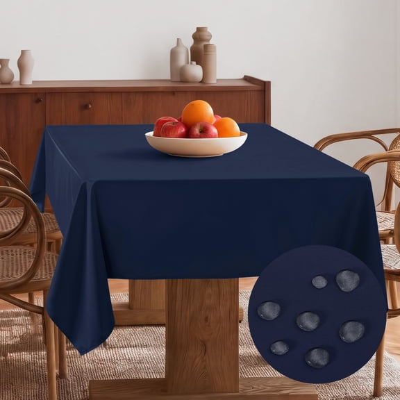 Hiasan Waterproof Tablecloth Rectangle - Washable Fabric Table Cloth for Dining Room Kitchen Birthday Party and Outdoor Use, Navy Blue, 54 x 108 Inch