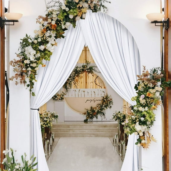 Hiasan White Backdrop for Wedding Decoration [2P], Rod Pocket High Density Polyester Photo Background, 5ft x 7ft