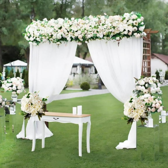 Clearance! Hiasan White Backdrop for Wedding  Decoration [2P], Rod Pocket High Density Polyester Photo Background, 5ft x 10ft