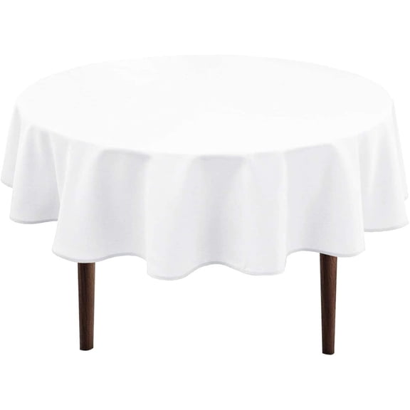 Hiasan White Round Tablecloth 60 Inch - Outdoor Tablecloth Waterproof Stain Resistant Spillproof Polyester Fabric Table Cloth for Dining Room Kitchen Parties