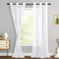 thumbnail image 1 of Hiasan White Sheer Curtains with Tiebacks-Light Filtering Contemporary Window Drapes for Living Room, Bedroom, Grommet, 42" x 96", Set of 2, 1 of 10