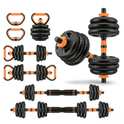 Hiaso 33lbs Adjustable Dumbbells Set, 5-in-1 Free Weights with Connector, Home Gym Barbell & Kettlebell, Multi-Function Fitness Equipment with Push Up Stand & W