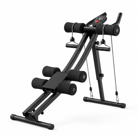 Hiaso Ab Machine, Ab Workout Equipment for Home Gym, Foldable Ab Trainer Fitness Equipment Max 440lbs with LCD Display, Black