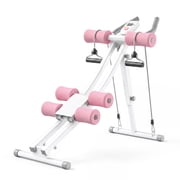 Hiaso Ab Machine, Ab Workout Equipment for Home Gym, Foldable Ab Trainer Fitness Equipment Max 440lbs with LCD Display, Pink