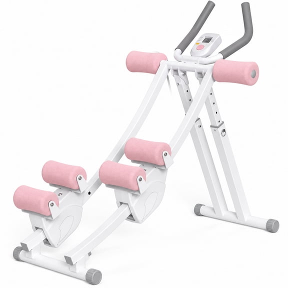 Hiaso Ab Machine, Split Sliding Exercise Ab Workout Equipment for Home Gym, Height Adjustable Ab Trainer, Foldable Fitness Equipment.440lbs Weight Capacity, Pink