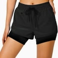 thumbnail image 1 of Hiauspor Athletic Running Shorts for Women Quick Dry with Pocket Gym Yoga Workout Black S, 1 of 7