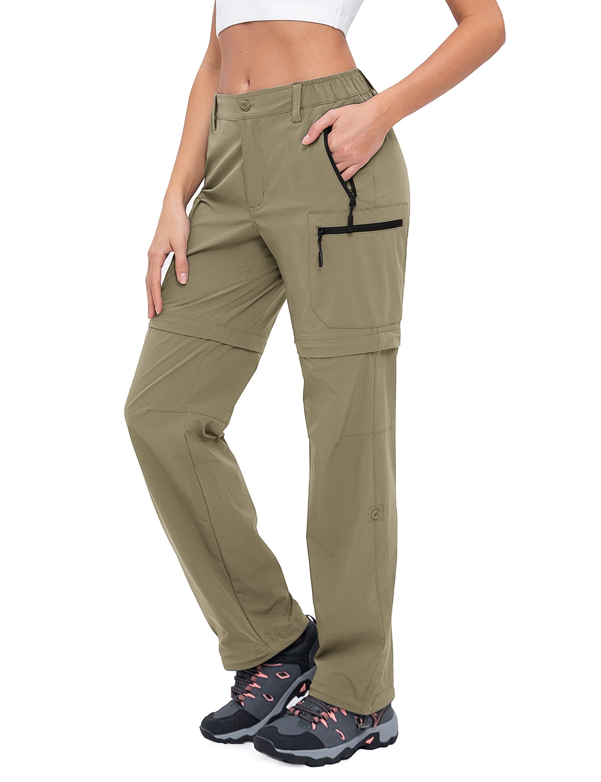 Hiauspor Convertible Pants for Women Zip off Cargo Hiking Capri Stretch ...