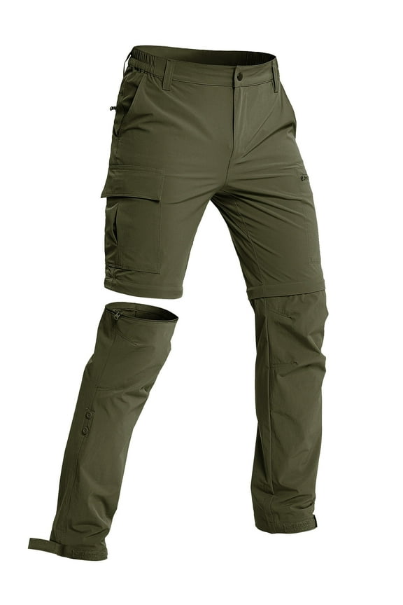 Men's Hiking Pants Convertible Water-Resistant Quick Dry Lightweight Outdoor Army Green M