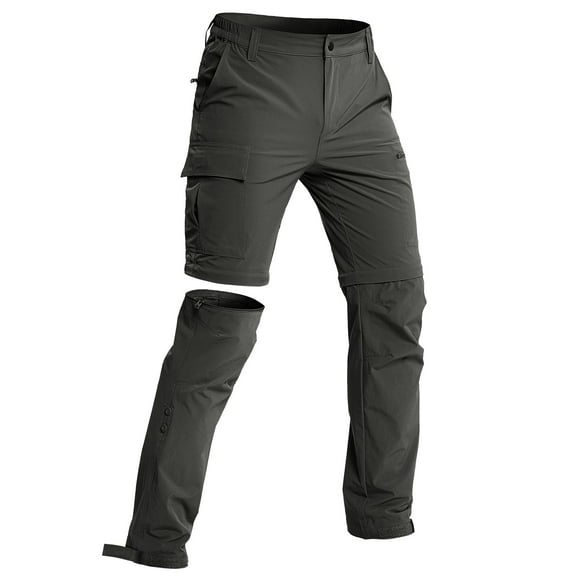 Men's Hiking Pants Convertible Water-Resistant Quick Dry Lightweight Outdoor Dark Grey L
