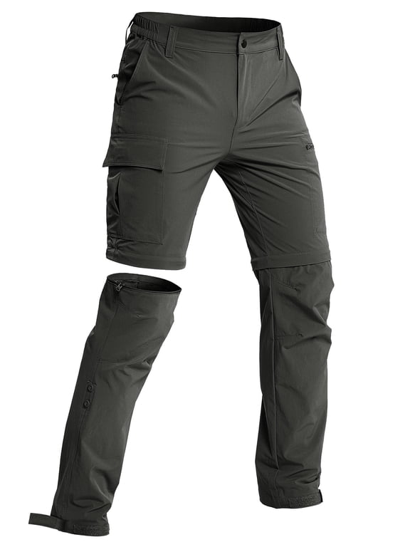 Men's Hiking Pants Convertible Water-Resistant Quick Dry Lightweight Outdoor Dark Grey 3XL