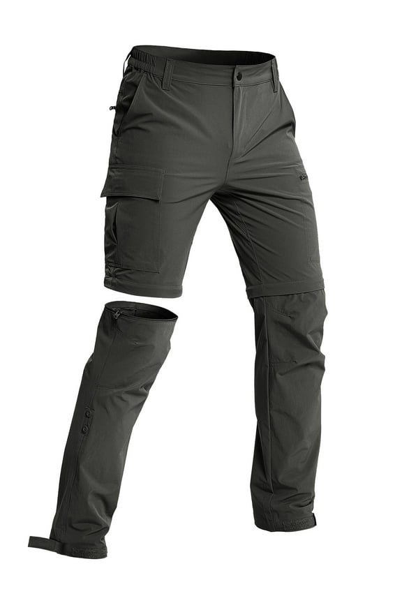Men's Hiking Pants Convertible Water-Resistant Quick Dry Lightweight Outdoor Dark Grey 3XL
