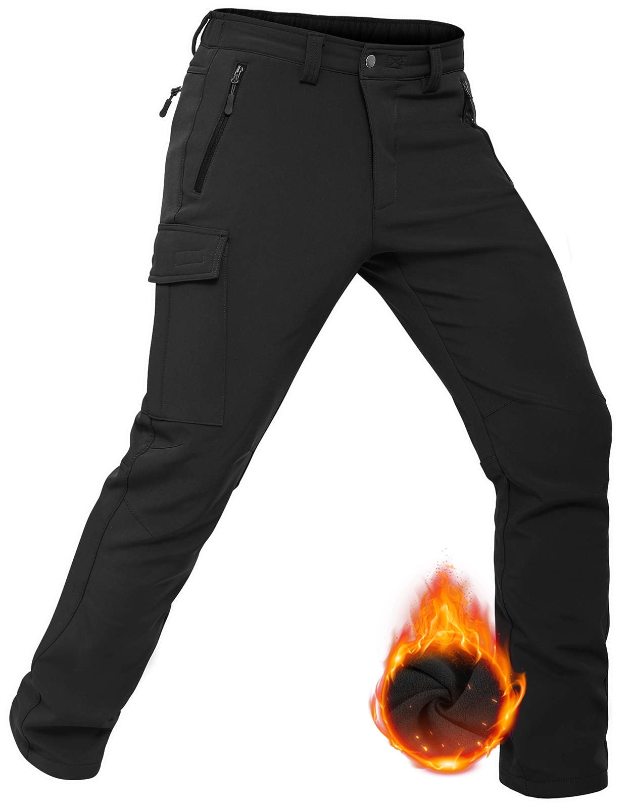 Hiauspor Men's Insulated Outdoor Fleece Lined Hiking Pants, Wind ...