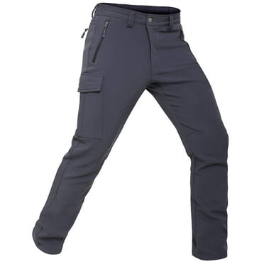 Hiauspor Men's Fleece Lined Hiking Pants Waterproof Snow Ski Softshell Hunting Pants Gray M