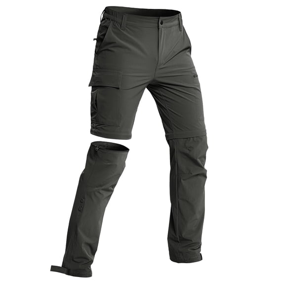 Hiauspor Men's Hiking Pants Convertible Water-Resistant Quick Dry Lightweight Outdoor Dark Grey 6XL