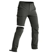 Hiauspor Mens Hiking Pants Convertible Water-Resistant Quick Dry Lightweight Outdoor Dark Grey L