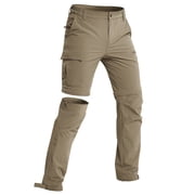 Hiauspor Mens Hiking Pants Convertible Water-Resistant Quick Dry Lightweight Outdoor Khaki M