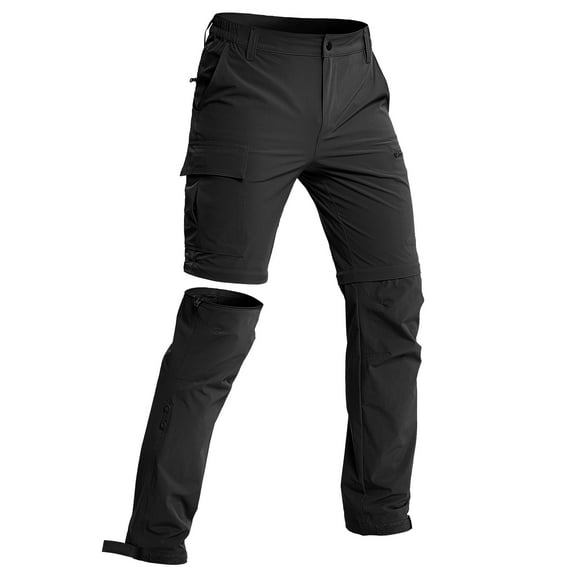 Hiauspor Men's Hiking Pants Convertible Water-Resistant Quick Dry Lightweight Outdoor Black XL