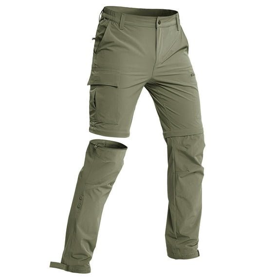 Hiauspor Men's Hiking Pants Convertible Water-Resistant Quick Dry Lightweight Outdoor Sage Green 2XL