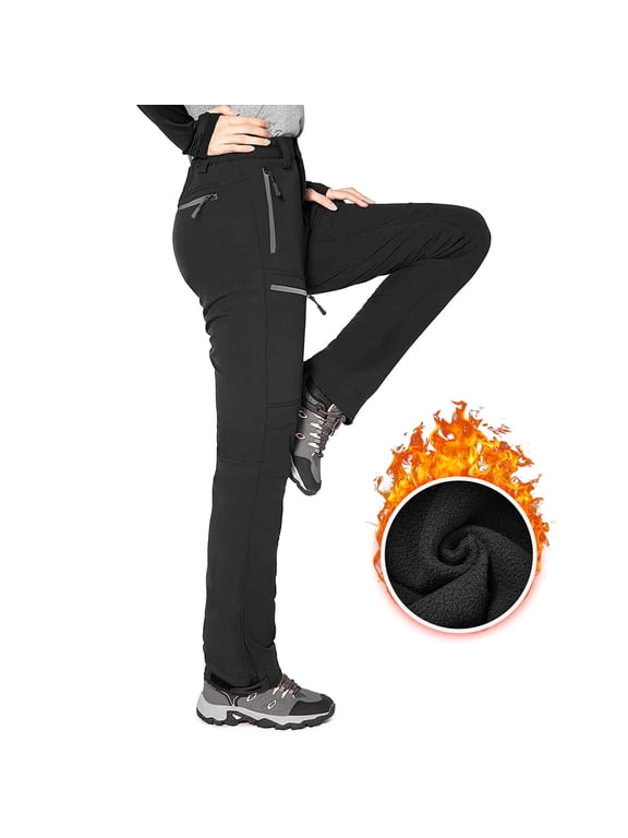Women's Waterproof Hiking Pants Fleece Lined Ski Snow Winter Cargo Pants