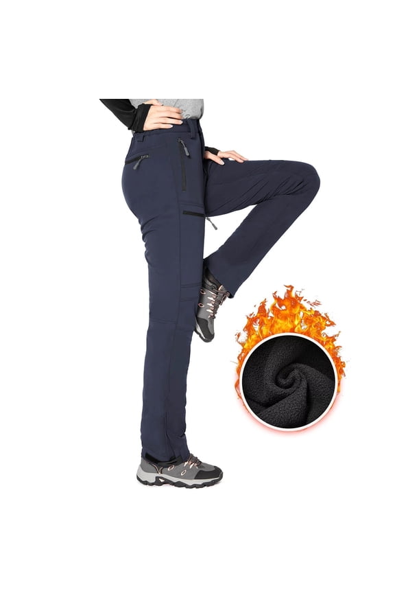 Women's Waterproof Hiking Pants Fleece Lined Ski Snow Winter Cargo Pants