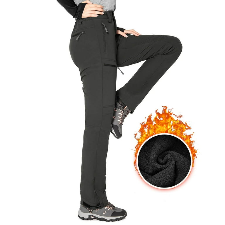 Hiauspor Women's Insulated Weatherproof Hiking Pants, Fleece Lined
