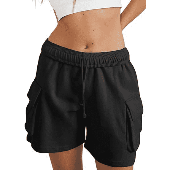 SOMER Women’s Outdoor Cargo Shorts Lightweight Running, Hiking Biker Shorts with Pockets, Black