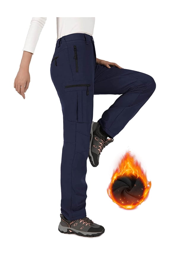 Women's Snow Pants Waterproof Fleece Lined Insulated for Ski Winter Hiking Navy S