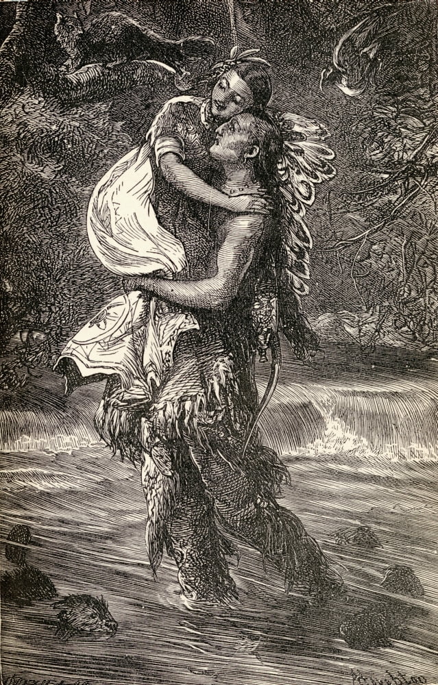 Hiawatha And Minnehaha Representation Of The Character Created By Henry Wadsworth Longfellow 1807-1882 American Poet Canvas Art - Ken Welsh Design Pics (24 x 38)