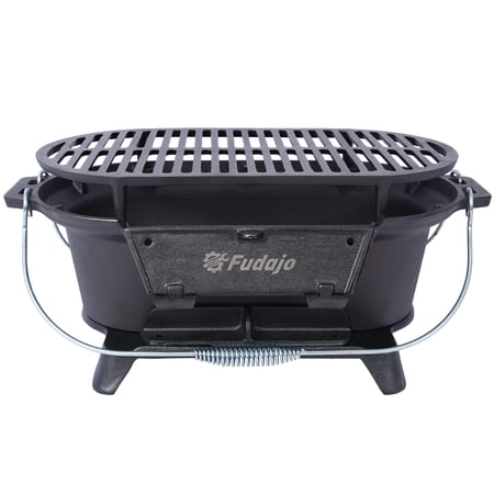 Hibachi Barbecue Grill, Portable BBQ Charcoal Grill with 2 Replace Spacer & Handheld Pole, Outdoor Cooking, Patio, Garden(19"*10"*8")