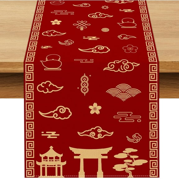 Hibachi Party Decorations Japanese Table Runner Chinese Asian Happy New Year Party Decor Dining Room Home Kitchen Table Decor