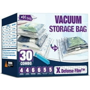 Hibag Vacuum Storage Bags, Space Saver Vacuum Seal Storage Bags 30-Pack Sealer Bags for Clothes, Clothing, Bedding, Comforter, Blanket