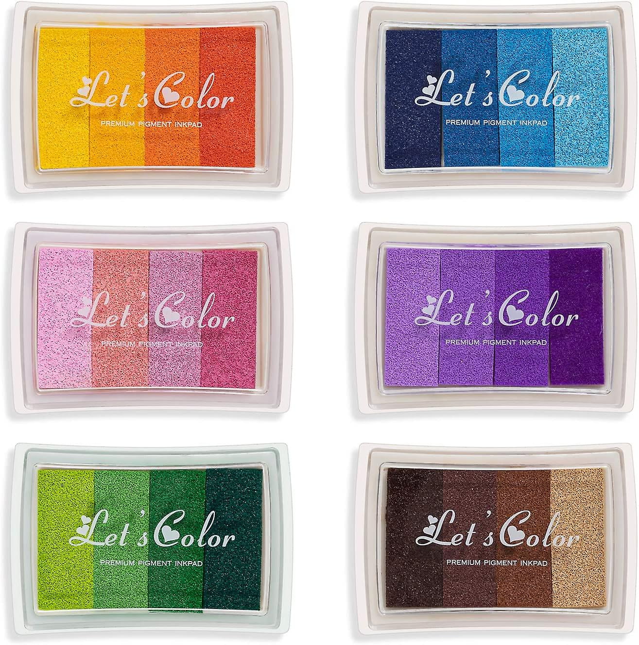 Hibalala Craft Ink Pad, Set Of 6 Washable Diy Stamp Ink Pads For Kids, 24 Colors(Yu-1)