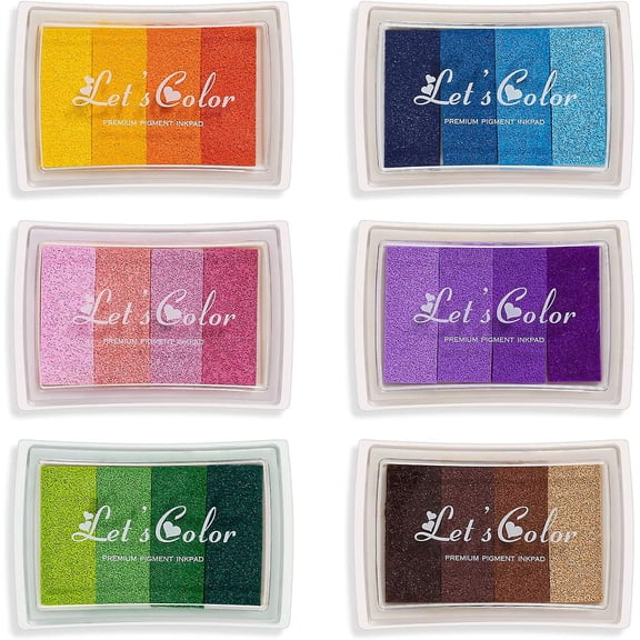 Hibalala Craft Ink Pad, Set Of 6 Washable Diy Stamp Ink Pads For Kids, 24 Colors(Yu-1)