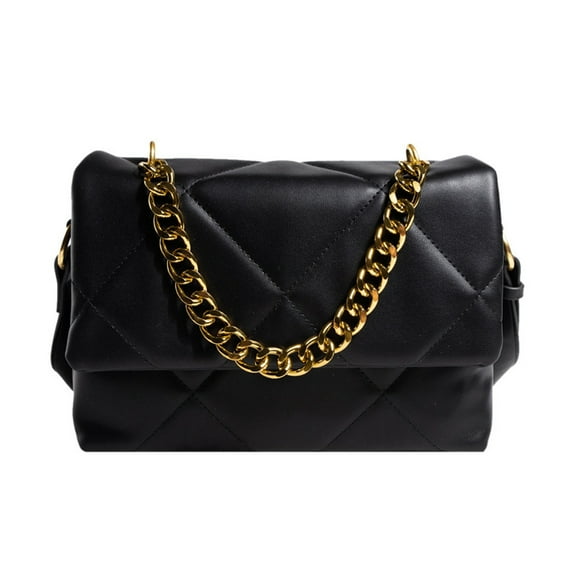 Hibalala Fashion embroidered rhombic female PU leather bag new thick chain Joker one-shoulder underarm bag