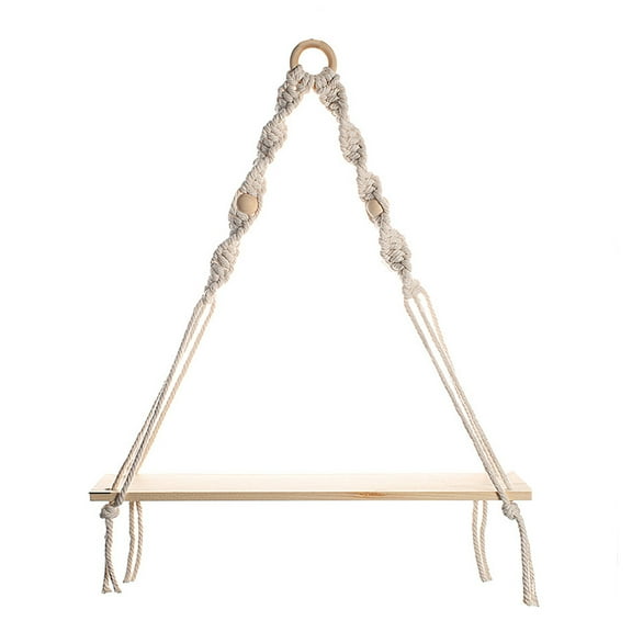 Hibalala Macrame Wall Hanging Shelf with Handmade Woven Rope - for Kitchen, Bathroom, Home Storage, Floating Indoor Plant Wall Shelf