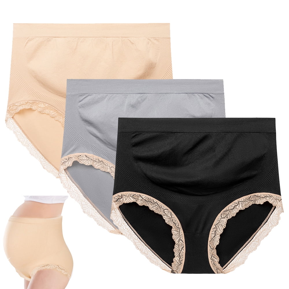 Hibalala Pregnant women's lace underwear, high waist support underwear