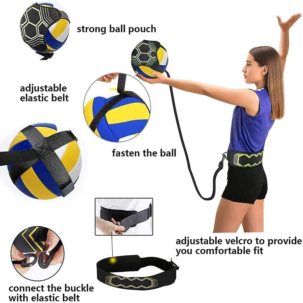 Hibalala Volleyball Training Equipment Aid, Solo Soccer Trainer, Solo Practice Trainer For Serving, Setting, Spiking And Arm Swing, Returns Ball After Every Sw