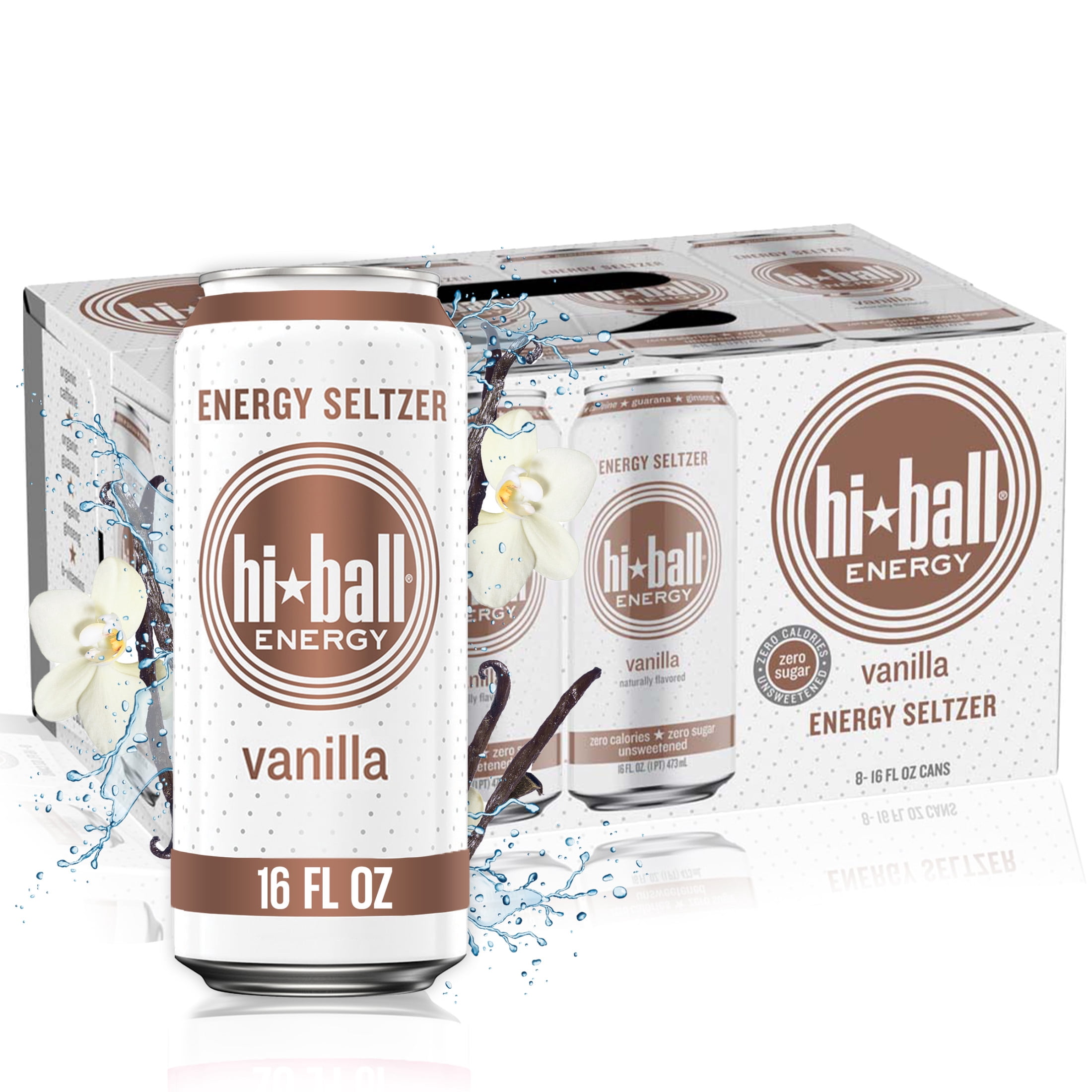 Hiball Energy Vanilla Sparkling Energy Water, Zero Sugar and Zero