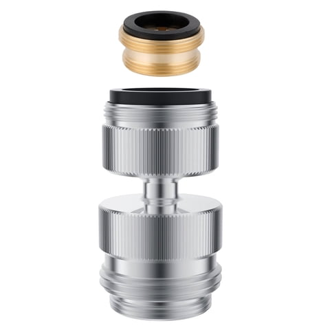 CADOVE Solid Brass Garden Hose Adapter, Chrome Swivel Aerator Connector, 3/4" Male-to-Male & Female-to-Male